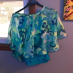 Blue flower patterned blouse